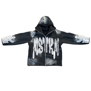 Venta al por mayor de algodón personalizado hombres Streetwear de gran tamaño Unisex hombres Vintage lavado ácido sudaderas con capucha desgastadas nuevo diseño de moda - Product Image 1