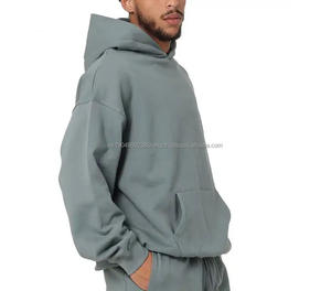 Sudadera con Capucha Lisa de Alta Calidad, Diseño Personalizado, Estampado Puff, Estilo Urbano, Sin Cordones, Hombros Caídos, Sudadera Lisa para Hombre - Product Image 4