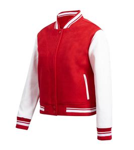 Veste de baseball en laine avec logo personnalisé automne hiver veste de baseball décontractée en laine universitaire manches en cuir veste universitaire pour femmes - Product Image 4