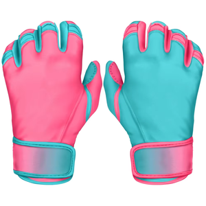 ถุงมือตีเบสบอลแบบมืออาชีพ หนังคาเบรตต้านุ่ม ทนทาน ปรับขนาดได้ สีชมพู สีฟ้า ข้อมือสั้น สำหรับเล่นกลางแจ้ง - Product Image 1
