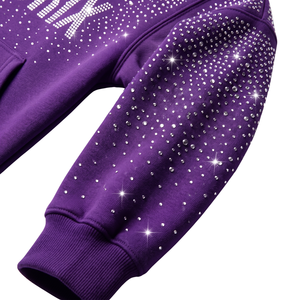 เสื้อฮู้ดดี้ปักลายเพชรแบบขายส่ง รับทำตามสั่ง งานปักแบบ Hotfix เสื้อผ้ากีฬา แฟชั่นสตรีทแวร์ สั่งซื้อจำนวนมากได้ MOQ ต่ำ รับทำโลโก้ ODM - Product Image 5