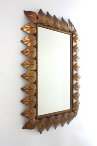 Traditional Brass Mirror With <b>Leaf</b> Design Handmade <b>Wall</b> <b>Decor</b> Framed Metal Art - Product Image 2
