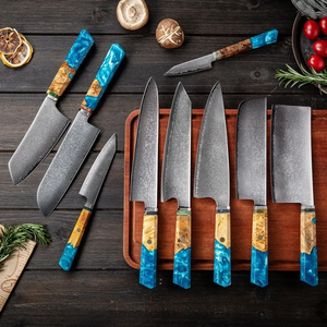 Ensemble de couteaux de cuisine en acier Damas de qualité supérieure LEGACY BLADES, 9 pièces, avec lames polies ambidextres, manches en résine, fournisseur d'usine - Product Image 1