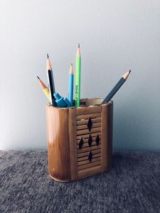 Wooden Desktop Utility <b>Caddy</b> for Professionals Minimal Timber Pen Organizer for Modern Desk Wooden Office Essentials Storage Cup - Product Image 6