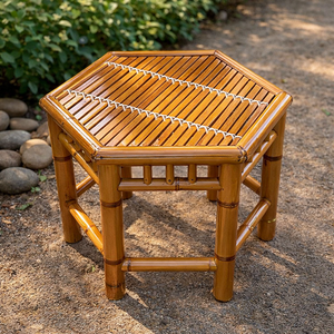 Rattan Hexagonal <b>Stool</b> Eco-Friendly Portable Modern Asian Style Durable Outdoor Living Room Furniture for Courtyard Home Use - Product Image 1