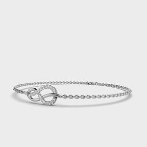 Bracelet en argent sterling 925 massif avec diamant de laboratoire, nœud infini, micro-pavé, chaîne, bijoux - Product Image 2