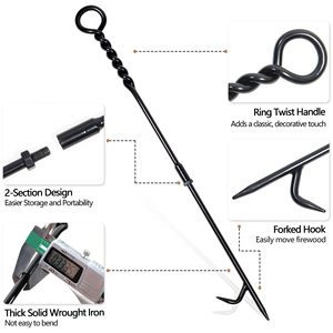 Juego de 4 Herramientas para Chimenea de Acero al Manganeso de Alta Resistencia de 30 Pulgadas, Diseño de Cuerda Trenzada, Color Negro, Herramientas para Hoguera Interior y Exterior con Soporte - Product Image 4