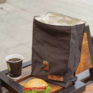 Sac à déjeuner vintage en cuir et toile durable, isotherme, avec fermeture éclair, imperméable, pour transporter les repas, LCLB-0013 - Product Image 1