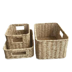 Panier à linge rectangulaire avec poignée, tissé à la main au Vietnam, prix de gros. - Product Image 3