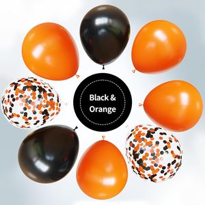 Set di Palloncini con Coriandoli Arancioni e Neri da 12 Pollici, 67 Pezzi per Celebrazioni e Decorazioni Festive per Halloween - Product Image 1