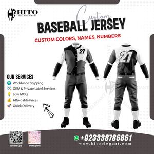 Uniforme de béisbol transpirable de alta calidad hecho a medida, conjunto de ropa deportiva de talla grande, técnicas impresas, equipo de béisbol auténtico - Product Image 2