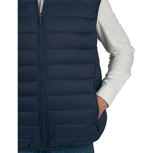 <b>Men</b> Quilted <b>Gilet</b> Dark <b>Navy</b> Puffer Vest Nylon Shell Insulated Baffle Stand Collar Wholesale OEM - Product Image 3
