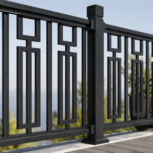 Barandilla de Balcón de Metal Negro con Diseño Geométrico, Valla para Terraza Exterior, Barandilla de Seguridad Moderna para Casas, Villas, Terrazas y Usos Comerciales - Product Image 3