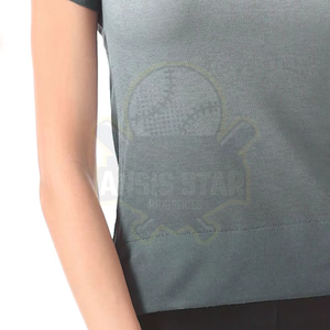 T-shirt en tricot à col rond et manches courtes pour femme, couleur unie, respirant, décontracté, coupe classique, à porter toute l'année - Product Image 6