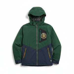 Men's Hooded Color Block Puffer Jacket Waterproof Polyester Wadding Casual Winter Outdoor <b>Coat</b> With Patch Design - Product Image 1