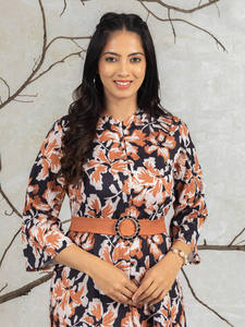 Vestido Midi de Gasa Floral con Cuello Redondo y Cintura Natural para Mujer, Ligero y Ecológico, Colección Verano 2026 - ¡Gran Oferta! - Product Image 6