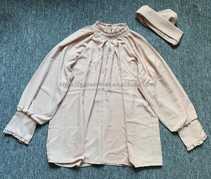 Vente en gros de chemise bouffante à manches longues pour femmes, nouveau design, nœud papillon, col montant, chemisier décontracté, hauts, couleur unie, chemises décontractées amples - Product Image 5