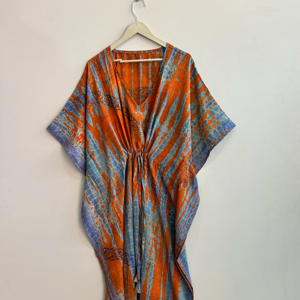 Assorted Recycled Silk Kaftan Women Vintage <b>Maxi</b> <b>Dress</b> <b>Bohemian</b> Luxury Gown - Product Image 1
