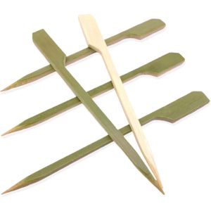 Spiedini in bambù da 10 pollici per grigliare, barbecue, shish kebab e frutta - Spiedini piatti in legno per cucina, dimensioni opzionali, 3 accessori per barbecue - Product Image 1