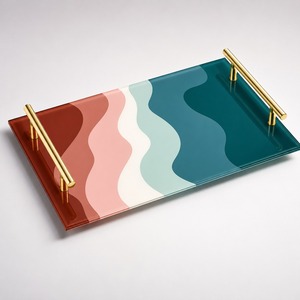 Elegant Metal Serving <b>Tray</b> Decorative Tabletop Platter with Rust Resistant Finish for Home Kitchen Parties and Gift Collections - Product Image 1