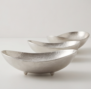 Bol en argent texturé, style minimaliste contemporain, objet de vaisselle sculptural pour cuisine et salle à manger - Product Image 1