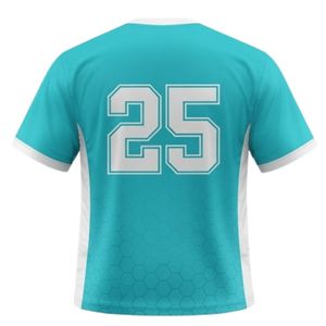 Maillot de lacrosse unisexe bleu sarcelle et blanc en polyester, coupe athlétique, léger, uniforme sportif, vêtements d'entraînement pour équipe - Product Image 2