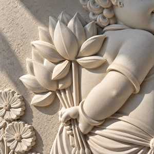 Panel de Arte Mural 3D de Krishna, Escultura del Dios Krishna Bebé Bal Gopal, Decoración de Pared, Arte Relieve del Dios Indio, Flor de Loto, Personalizado - Product Image 3