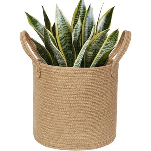 Natural Rattan Woven Bucket Storage Basket With Two Handles Open Top Durable Handmade For Daily Use 3L And Above Capacity - Product Image 1
