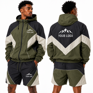 Men Athletic Jacket Pants Set Custom Windbreaker <b>Tracksuit</b> Wholesale Running Fitness Clothing Factory Supply Supplier Activewear - Product Image 1
