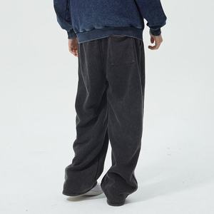 Pantalon décontracté pour homme, taille haute, style minimaliste, respirant, absorbant l'humidité, avec poches latérales, coupe large, effet vieilli, vente en gros - Product Image 2