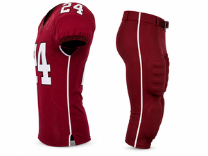 Custom American Football Jersey And Pants Set <b>Maroon</b> V-Neck Short Sleeve Breathable Mesh Men's Uniform OEM Sportswear Factory - Product Image 2