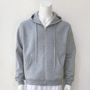 High Quality Solid Color Full <b>Zip</b> <b>Up</b> Hooded <b>Top</b> <b>Men</b> Blank Heavy Fleece Pullover Durable Blend Outerwear Bag - Product Image 2