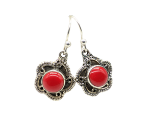 Boucles d'oreilles artisanales en corail naturel, bijoux en argent sterling 925, vente en gros, mode féminine, ethniques, bohèmes - Product Image 3