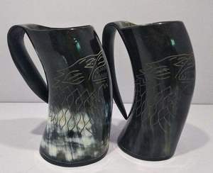 Natural <b>buffalo</b> <b>horn</b> mug Handcrafted <b>horn</b> drinking cup Antique imitation carved mug Durable art collectible <b>horn</b> - Product Image 5