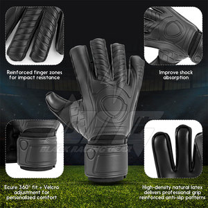 Custom Professional Goalkeeper <b>Gloves</b> <b>with</b> Customized German Contact Latex Palm Strong <b>Grip</b> Finger Protection Football Match - Product Image 2