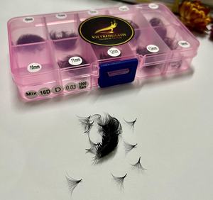 3D-20D Korean PBT Synthetic <b>Premade</b> <b>Lash</b> <b>Fans</b> Natural Long CC/DD/LD/M Curl Mix Custom Logo Eco Box OEM Service - Product Image 5