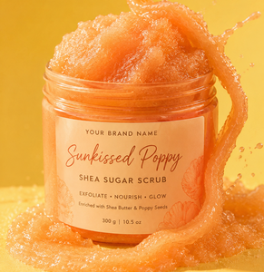 OEM Private Label Sunkissed Poppy Shea Sugar <b>Scrub</b> with Natural Shea Butter Floral <b>Body</b> Exfoliator Nourishing Skin Brightening - Product Image 1