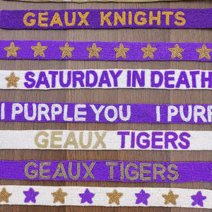 Wide Clear Purse Strap Crossbody Design Seed Bead <b>Bag</b> Strap Tiger Game Day Colleges Custom Beaded Purse Strap - Product Image 1