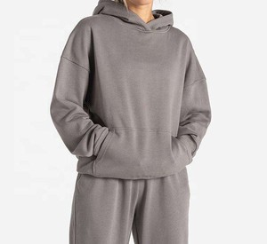 Hot Selling Autumn Solid Eco-Friendly 100% Cotton Hooded Heavyweight Hoodie <b>Joggers</b> Set for Men Casual Sport Tracksuit - Product Image 5