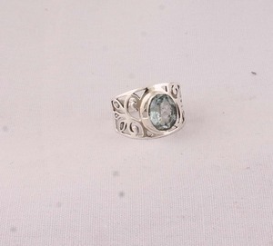 Natural Blue Topaz <b>Ring</b> 925 Sterling Silver Vintage Style Genuine Blue Gemstone <b>Ring</b> for Women Handcrafted <b>Boho</b> Fine Jewelry - Product Image 4