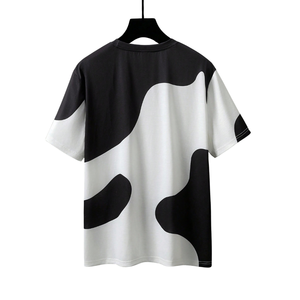 T-shirt Oversize à Manches Courtes et Col Rond Color Block 220 Grammes Noir et Blanc avec Panneaux Contrastants Style Décontracté Streetwear Vente en Gros - Product Image 2