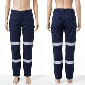 Men and Women <b>Work</b> <b>Pants</b> 280 GSM Cotton Polyester Reflective Panel Cargo Safety Trousers Custom Screen Print Embroidery OEM - Product Image 5