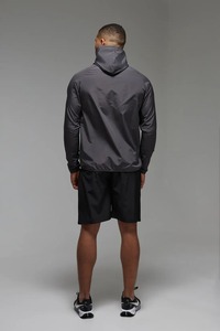 Men's Hooded Windbreaker <b>Jacket</b> Solid Color Half Zip Polyester Sporty Style Autumn Wear - Product Image 2