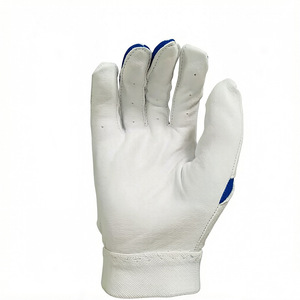 Guantes de Carreras de Cuero Blancos con Dedos Completos y Detalles Azules Antideslizantes para Conducir al Aire Libre - Product Image 2