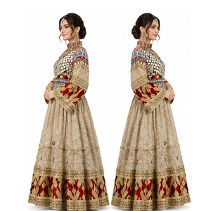 Heavy Work Lace Embroidery Stones Mirror Afghan Kuchi <b>Dress</b> Plain Dyed Eco-friendly Chiffon Maxi <b>Dresses</b> Vintage Kuchi <b>Dress</b> - Product Image 3