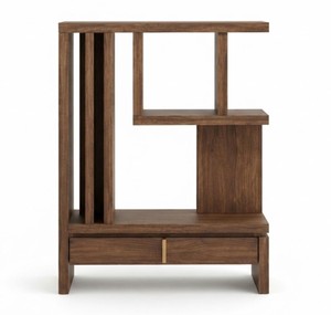 Modern <b>Wooden</b> Tiered <b>Bookcase</b> 3 Shelves Freestanding Backless Storage Rack with Drawer for Living Room Home Office - Product Image 3