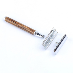 Maquinilla de Afeitar Profesional de Doble Hoja, Acero Inoxidable, Mango de Madera, Herramienta de Aseo Personal Reutilizable y Sostenible - Product Image 2