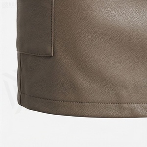 Jupe courte en similicuir à taille haute pour femme avec ceinture, poches cargo, couleur unie, style toutes saisons - Product Image 6