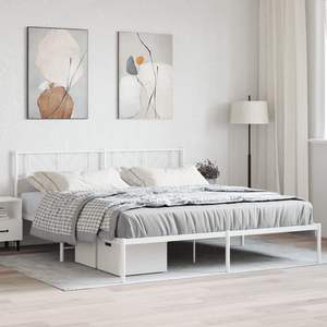 Cadre de lit en métal blanc en acier 72 x 84 pouces - Product Image 1