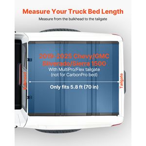 Copertura Rigida Tri-Fold per Cassone Pick-up Compatibile con Chevy/GMC Silverado/Sierra 1500 2019-2025, Cassone da 5.8 ft (70 Pollici), MultiP F-250 Pao - Product Image 2